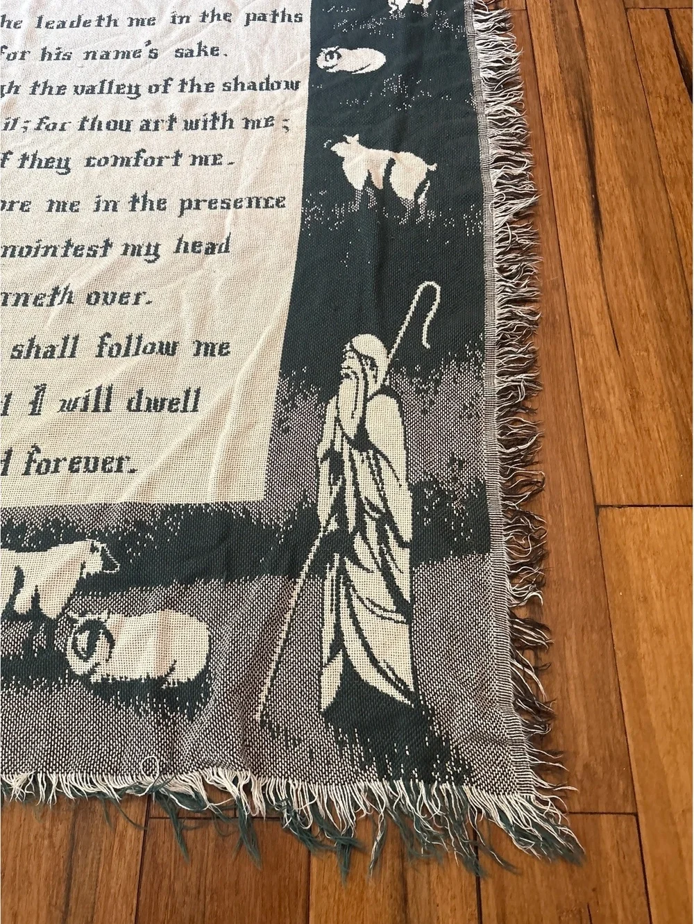 Vtg Goodwin Weavers Psalm 23 Woven Wall Hanging Tapestry Shepherd Sheep Design